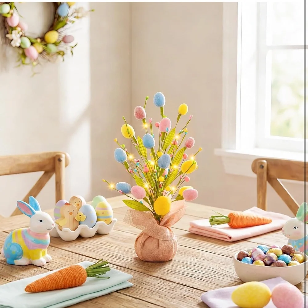 easter decorations 18 inch Easter tree with eggs and leg light